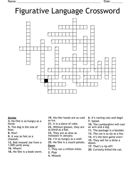 Figurative Language Crossword Wordmint