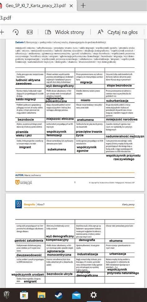 Karta pracy z Geografii klasa 7 podsumowanie działu 2 Proszę o pomoc