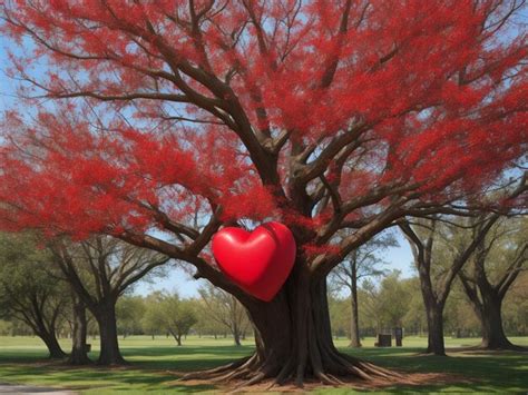 premium photo red heart shaped tree