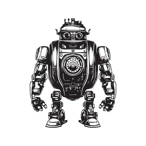 Premium Vector | Sci fi robot vintage logo line art concept black and ...