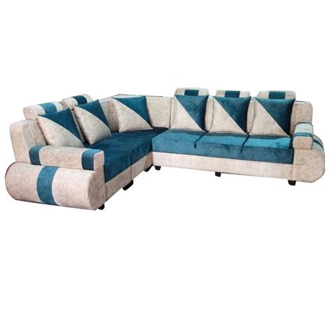 Seater Wooden Velvet L Shape Sofa Set Without Lounger At Rs