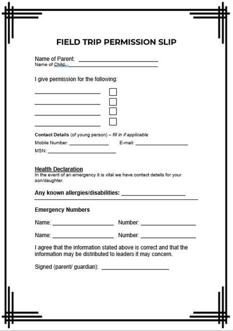 10+ Field Trip Permission Slip Template | room surf.com