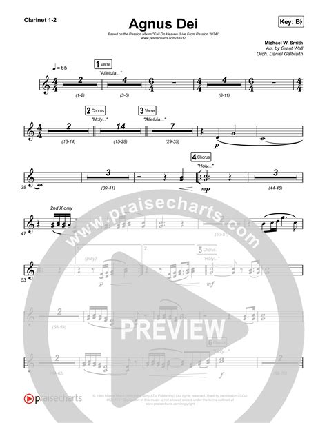 Agnus Dei Live From Passion 2024 Clarinet Sheet Music Pdf Passion