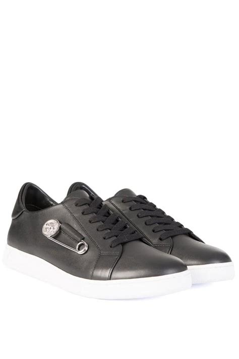 Versace Versus Contrast Sole Safety Pin Sneakers Black