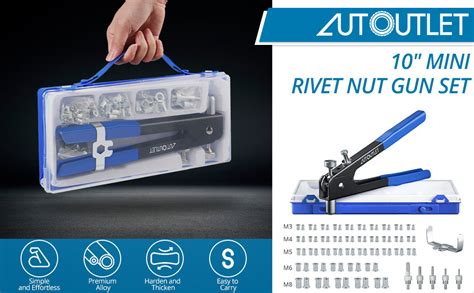 Autoutlet Heavy Duty Hand Rivet Nut Gun Tool Pcs Sizes M M M M