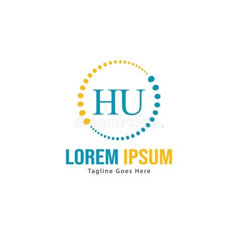 Initial Hu Logo Template With Modern Frame Minimalist Hu Letter Logo