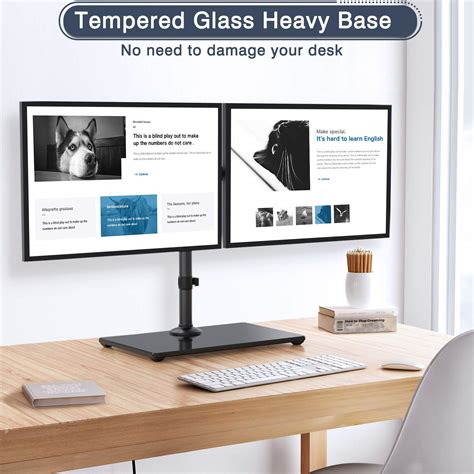 ErGear Dual Monitor Stand For 13 32 12KG Screen Solid Tempered Glass