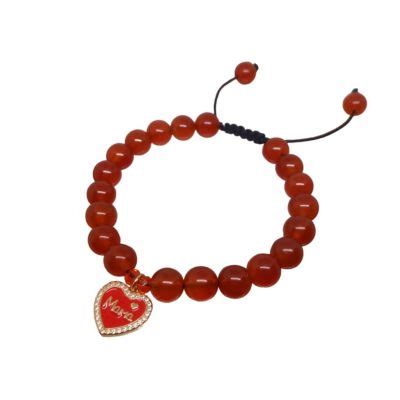 Pulsera Para Mujer Cuarzo Cornalina Y Coraz N Mam Joyas Lucyana