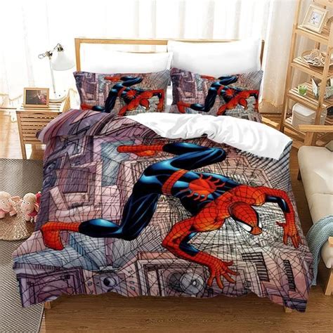 Housse De Couette 200X200cm Spider Man Marvel Avengers Avec 2 Taies D