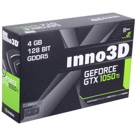 Видеокарта Inno3D GeForce GTX 1050 Ti Twin X2 4GB GDDR5 цена Цвет