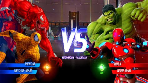 Red Venom Yellow SpiderMan Vs Hulk Iron Man Very Hard AI Marvel