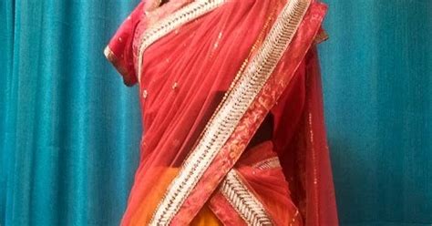 Half Sarees With Netted Fabric Saree Blouse Patterns