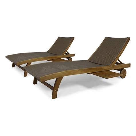 Noble House Colby Teak Piece Acacia Wood Outdoor Patio Chaise Lounge