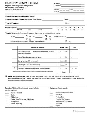 Church Facility Rental Form Fill And Sign Printable Template Online