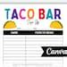 Taco Bar Sign Up Sheet Printable For Mexican Fiesta Potluck Party