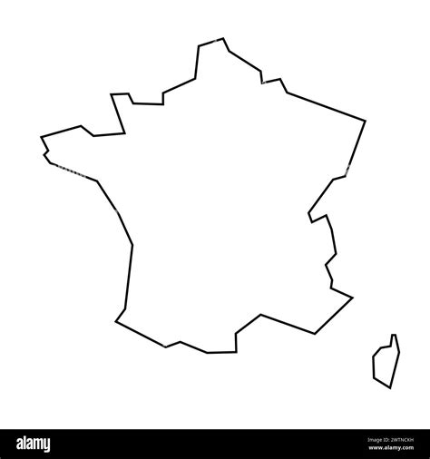 France Country Thin Black Outline Silhouette Simplified Map Vector