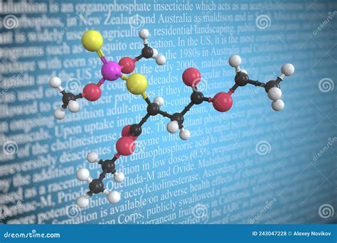 Molecular Model Of Malathion 3d Rendering Stock Illustration Illustration Of Physical