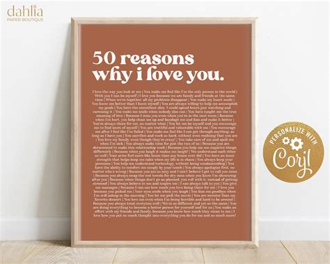 Editable Reasons Why I Love You Template Printable Sign T Etsy