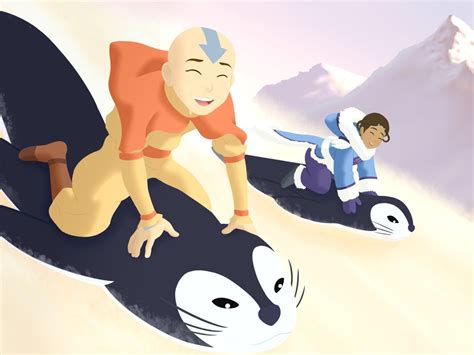 Kataangs First Date Penguin Sledding Avatar The Last Airbender Aang Avatar