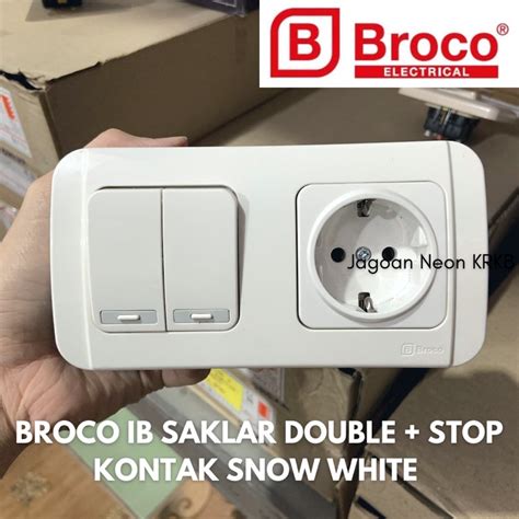 Jual BROCO IB SAKLAR DOUBLE STOP KONTAK SNOW WHITE SAKLAR TANAM