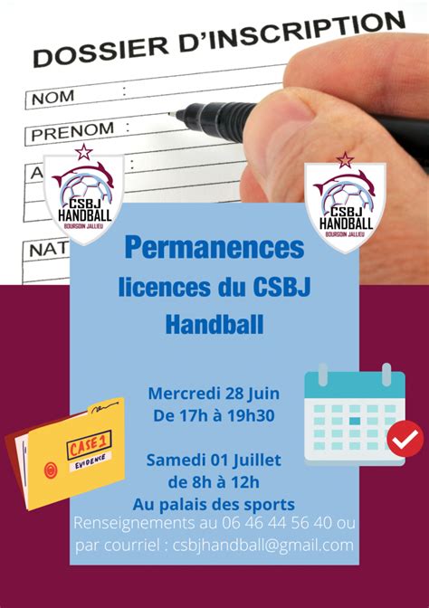 Permanences Des Licences Saison 20232024 Csbj Handball