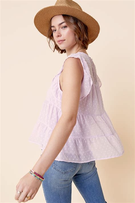 Deja Clip Dot Tiered Babydoll Top