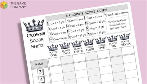 5 Crowns Score Sheet Printable 5 Crowns Score Card A4 Size Digital ...