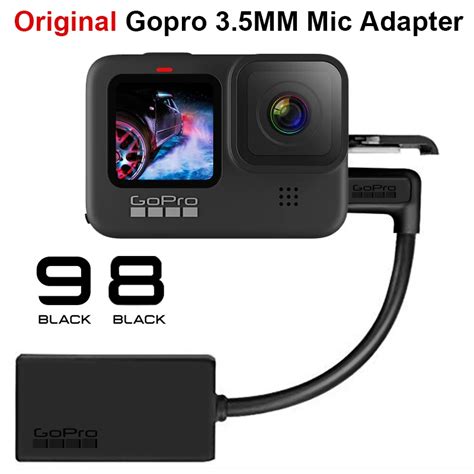 Original Gopro 3 5mm Mic Adapter For Gopro Hero 9 8 Max 7 6 5 Black