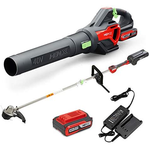 Henx 40v Max Cordless String Trimmer Leaf Blower Combo Kit 25ah Battery And Charger Included