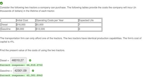 Solved Consider The Following Two Tractors A Company Can Chegg