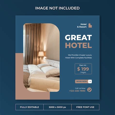 Premium PSD Hotel Resort Instagram Post Social Media Template