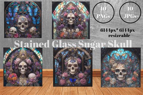 Sugar Skull Stained Glass Bundle Graphic By Kiwi And Poppy · Creative Fabrica