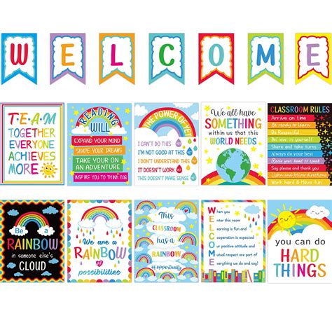 Buy Gisgfim Pieces Rainbow Classroom Motivational S Welcome Decor