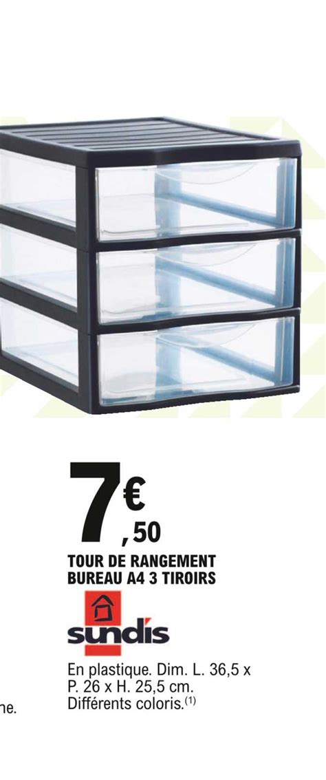 Promo Tour De Rangement Bureau A4 3 Tiroirs Sundis Chez E Leclerc