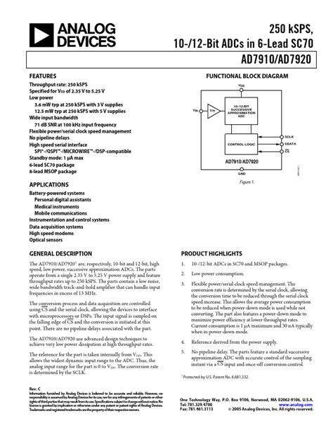 Ad7920 Analog Devices Adcs Hoja De Datos Ficha Técnica Distribuidor