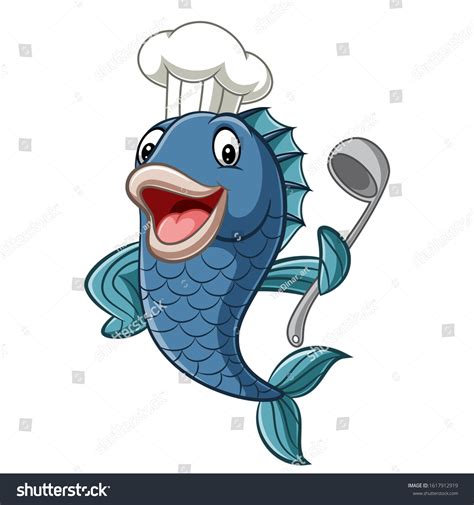 Cartoon Chef Fish Holding Soup Ladle Stock Vector Royalty Free