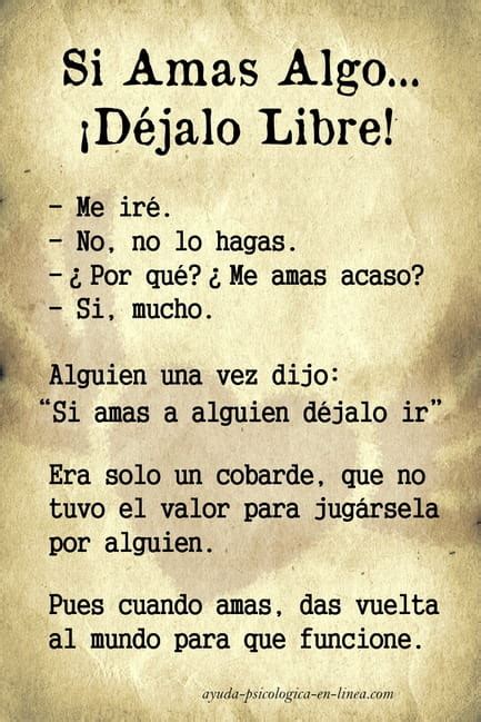 Si amas algo déjalo ir La libertad en la relación amorosa