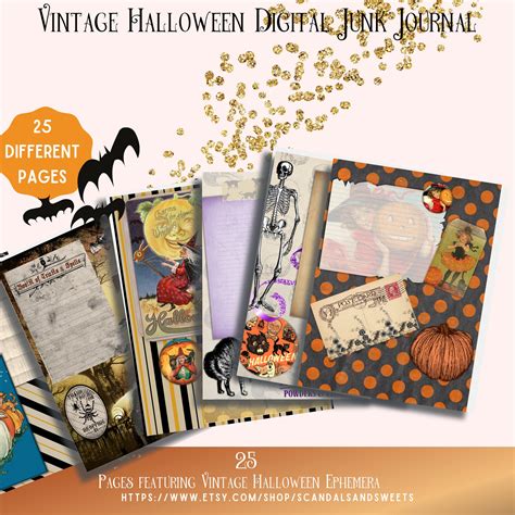 Vintage Halloween Junk Journal Digital Or Printable Vintage Etsy