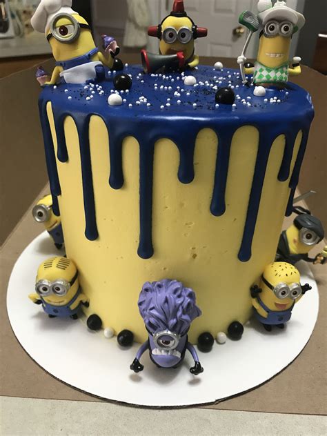 Minion Cake Drip Cake Yellow And Blue Cake Minions Buttercream