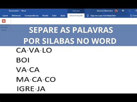 COMO SEPARAR AS PALAVRAS POR SILABAS NO WORD YouTube