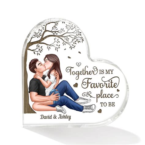 Sexy Couple Kissing Under Wooden Tree Personalized Acrylic Heart Plaqu Yecustom