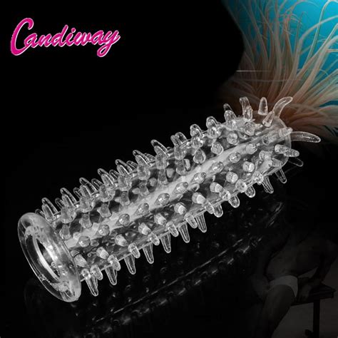 Condoms With Spine Crystal Cock Rings Adult Male Sex Product Reusable