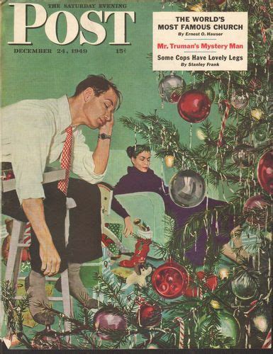 Details About Dec 24 1949 Saturday Evening Post Magazine Cover Print Christmas Tree Vintage