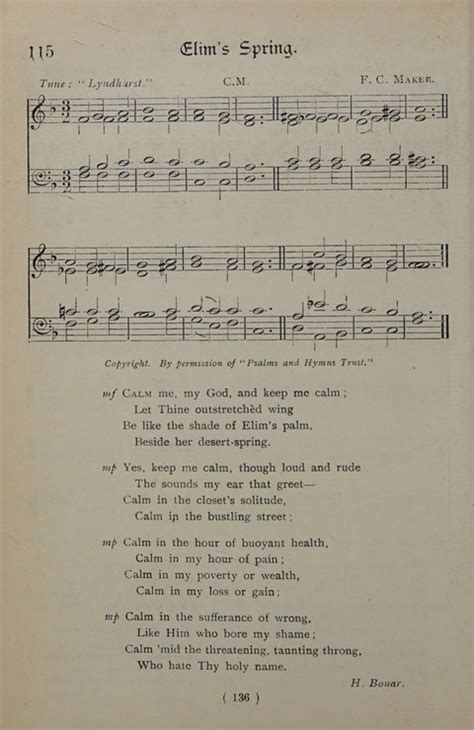 The Y M C A Hymnal Specially Compiled For The Use Of Men Calm Me