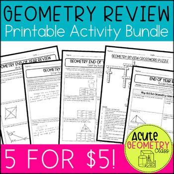 Geometry End Of Year Review Worksheets High School Geometry Eoc