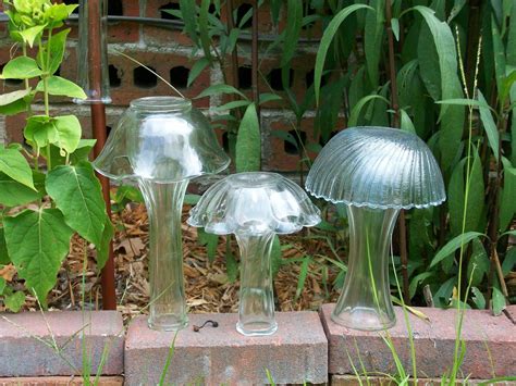 Glass Yard Art Mushrooms Etsy Glass Garden Art Yard Art Lawn Art