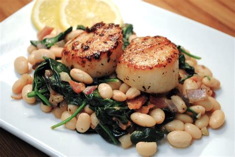 Seared Scallops With White Beans And Spinach Nourish Yourself