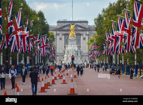 Buckingham Palace And The Mall With Union Jack Flags London Uk 10