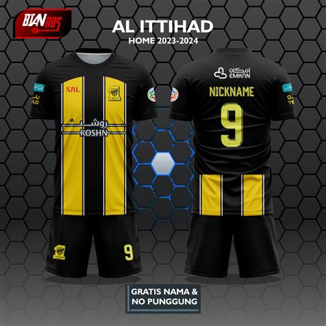 Jual JERSEY BOLA AL ITTIHAD HOME TERBARU 2023 2024 FULL PRINTING