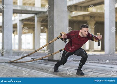 Battle Ropes Training Stock Image Image Of Instructor 151393977